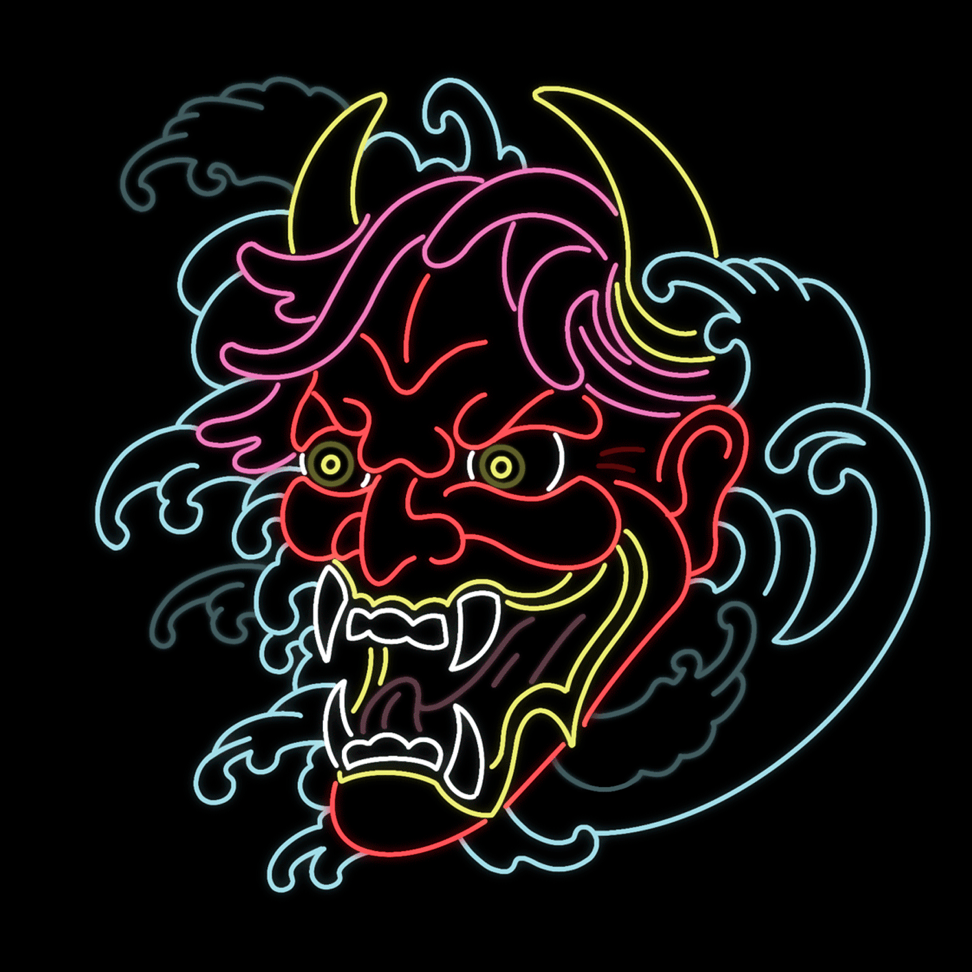 Oni Mask Electric Car Sticker by CutNinja™ - SPALAH - Collection of Glowing Led Stickers
