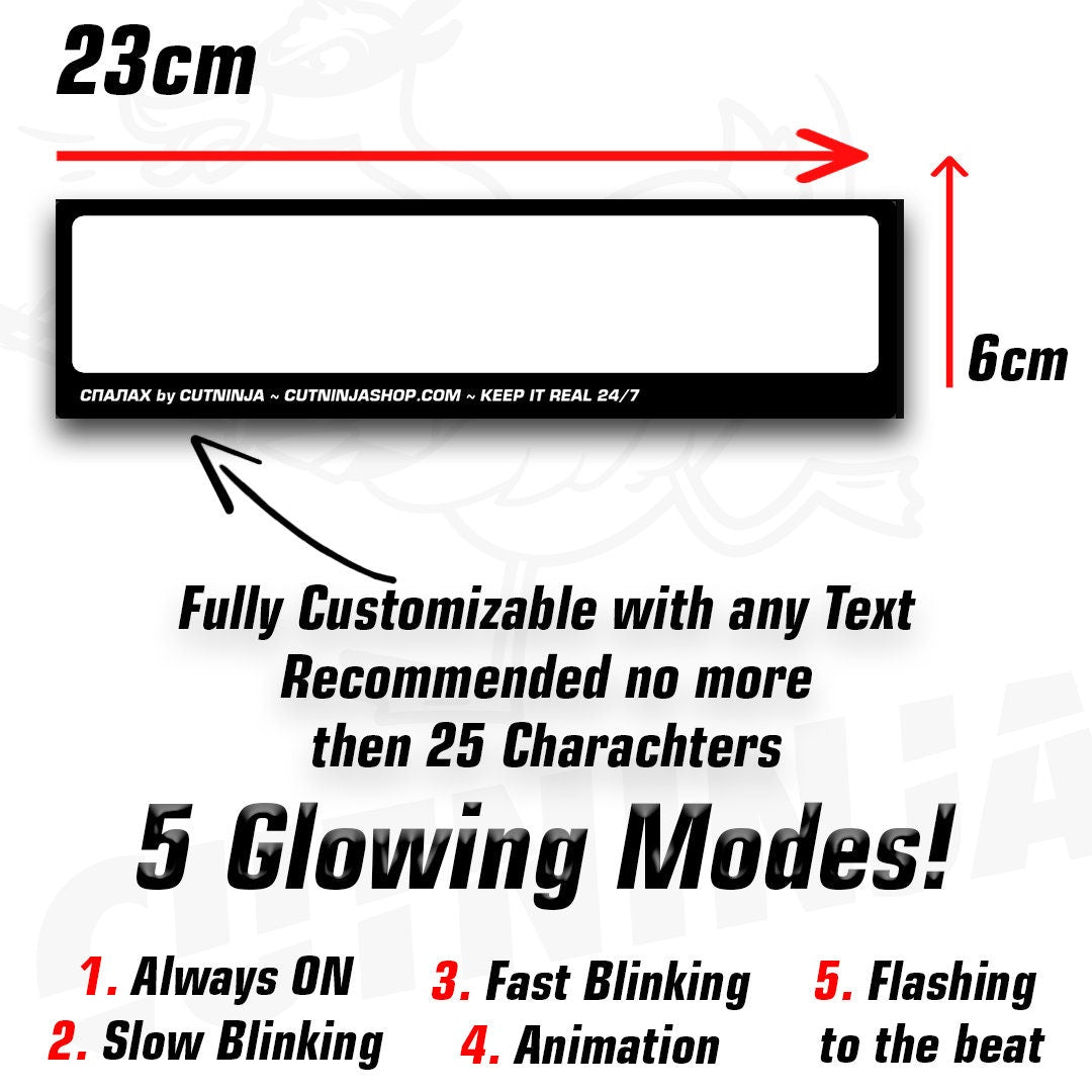 Custom Electric Glowing Led Sticker / Decal ! New Electric stickers collection SPALAH by CutNinja™ / Glow Panel Light Wanted ANY Text / Logo